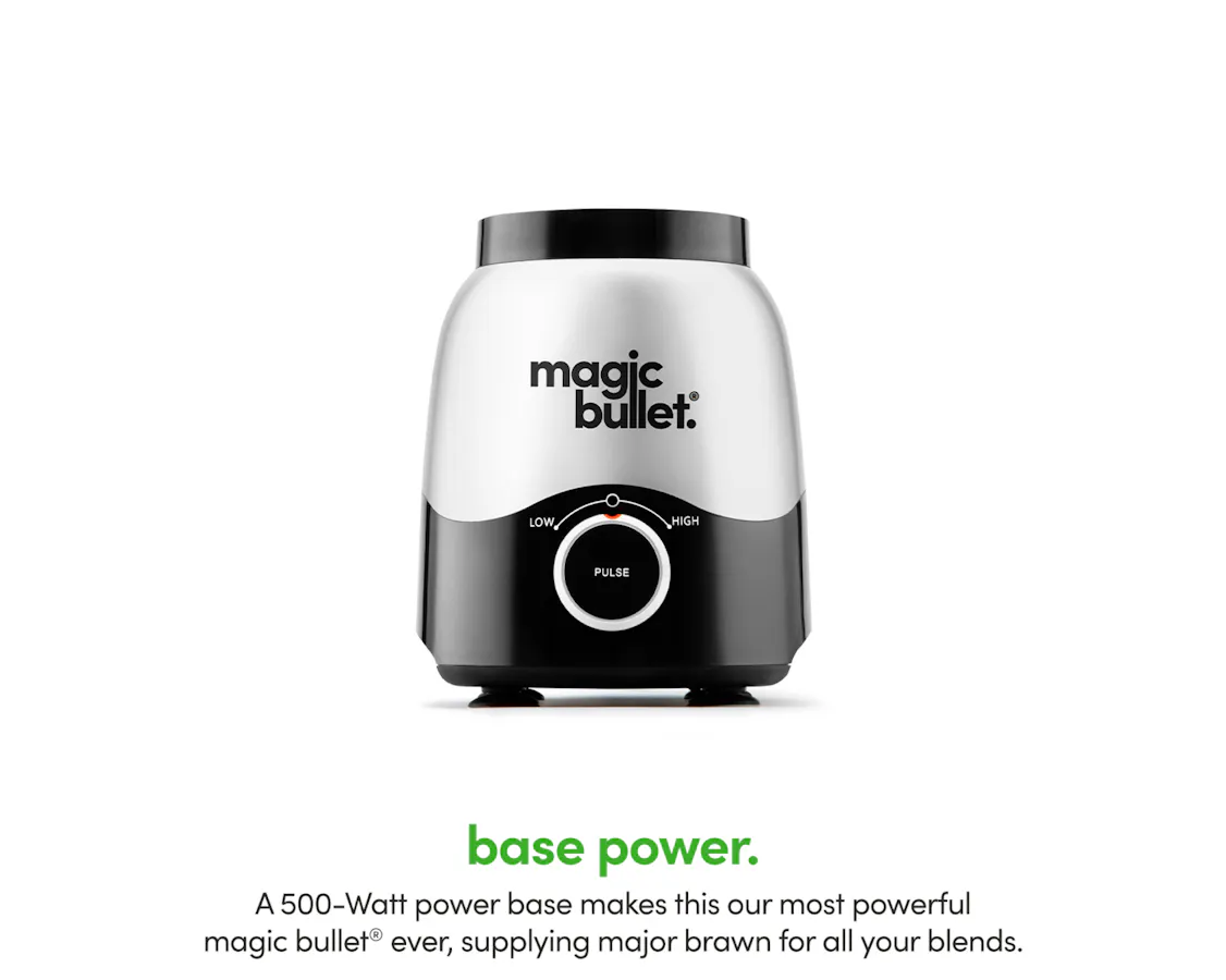 Close-up of magic bullet Full-Sized Blender base on a white background