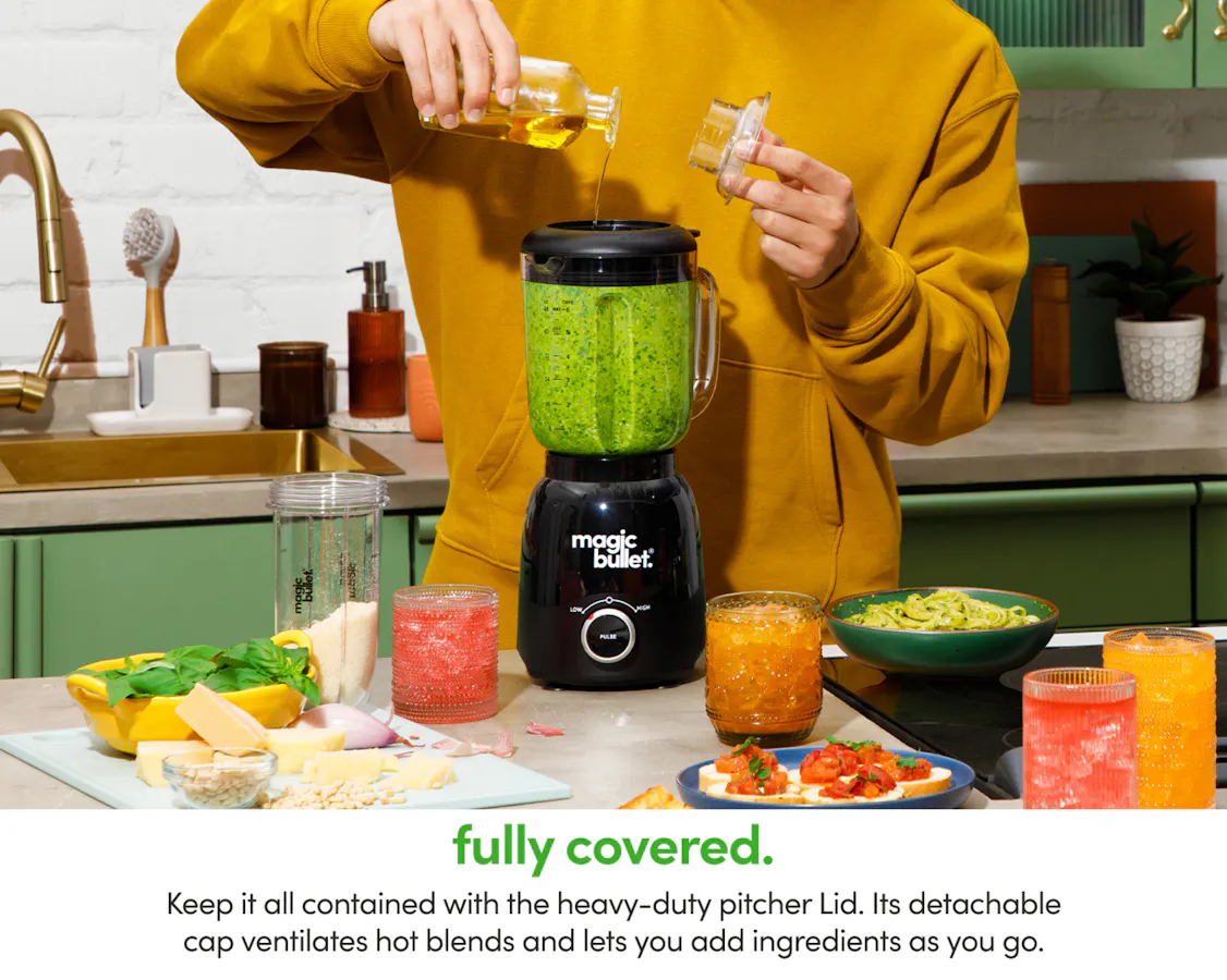 magic bullet Combo Blender with description of full coverage capabilities
