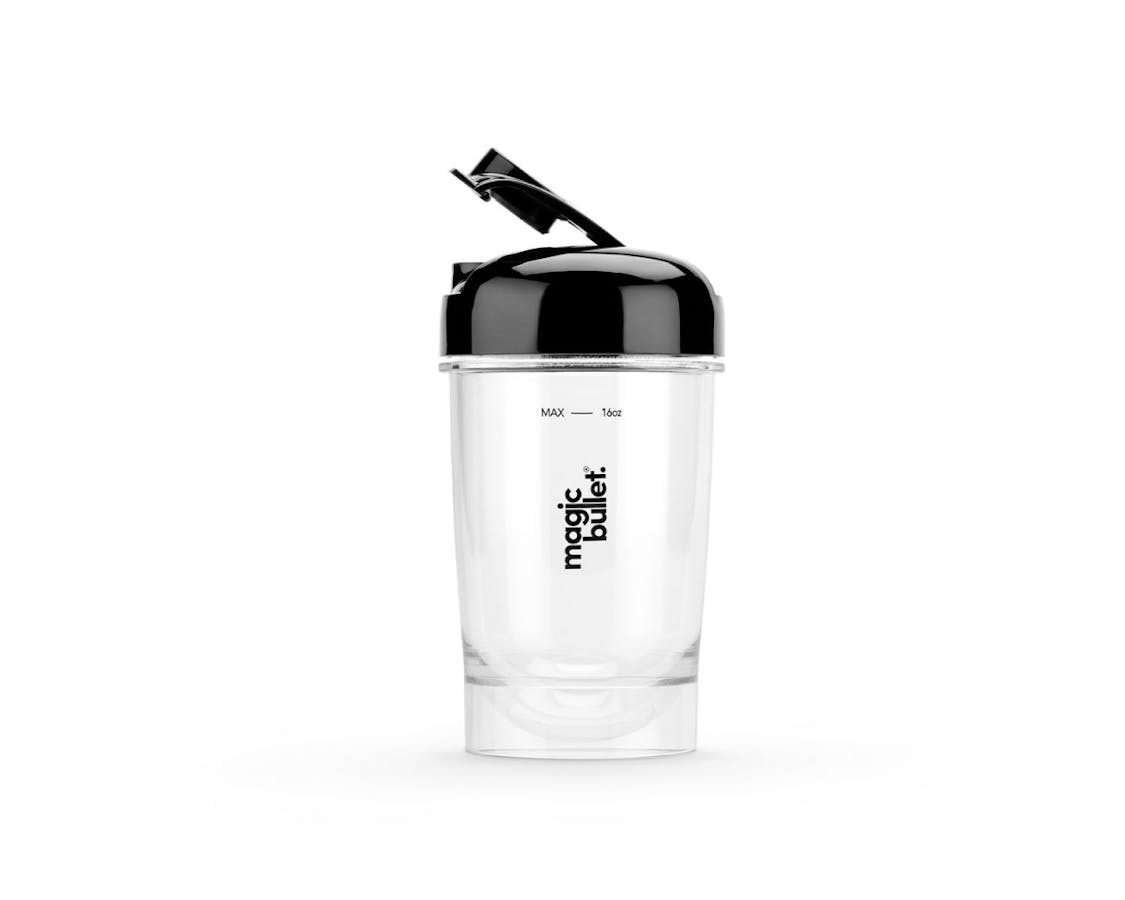 magic bullet juice cup with lid on a white background