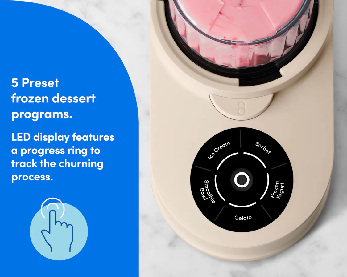 nutribullet Chill Ice Cream Maker with LED display and preset programs for different frozen desserts