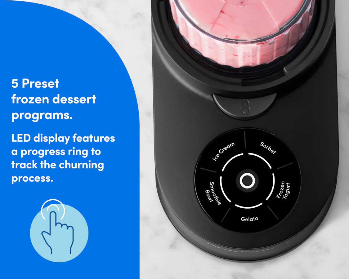 nutribullet Chill Ice Cream Maker with LED display and preset programs for different frozen desserts
