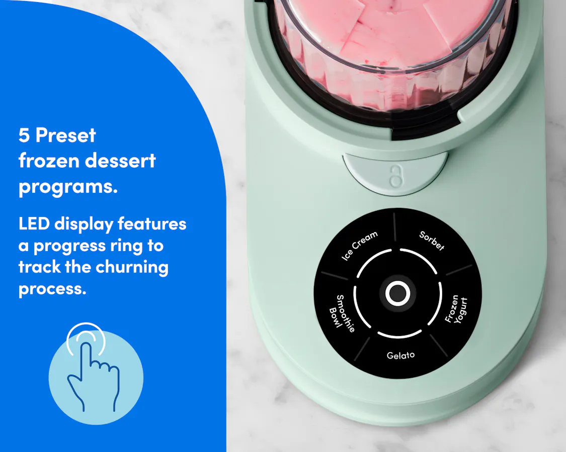nutribullet Chill Ice Cream Maker with LED display and preset programs for different frozen desserts