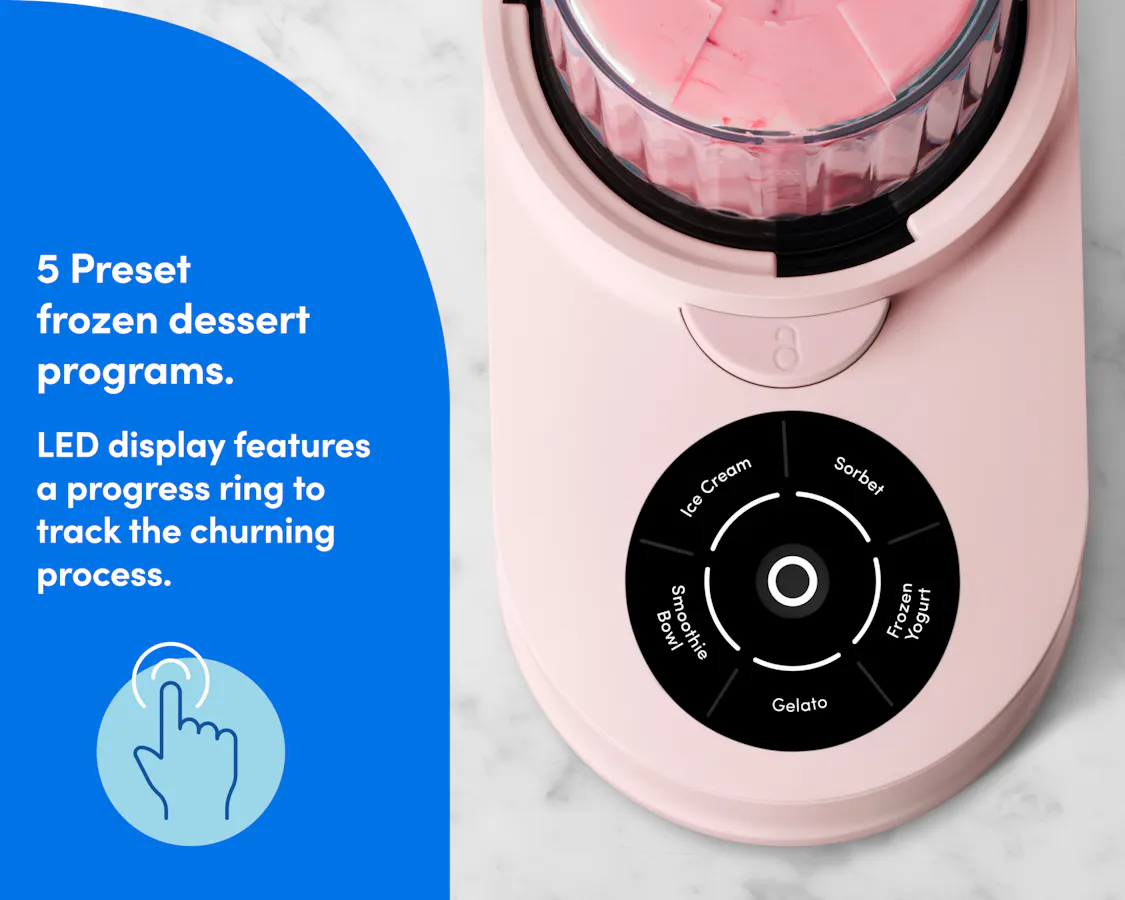 nutribullet Chill Ice Cream Maker with LED display and preset programs for different frozen desserts