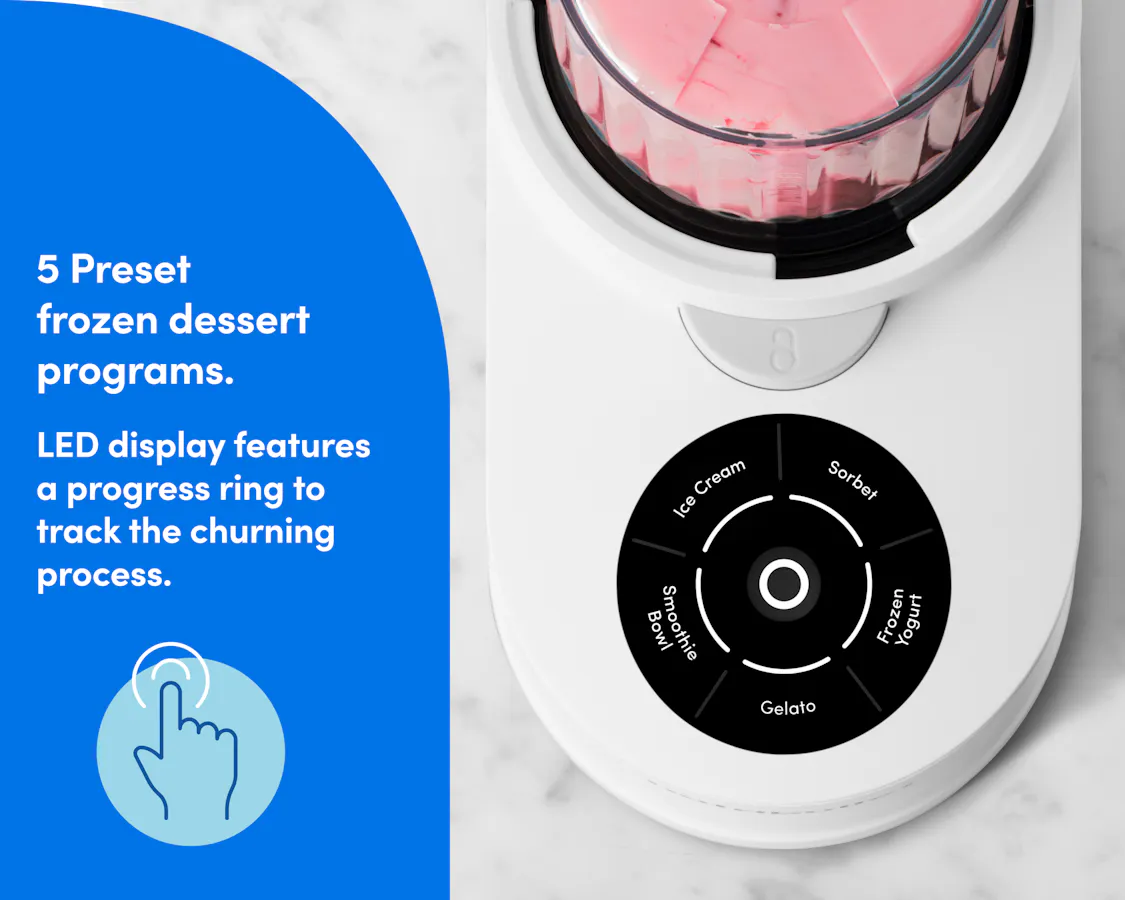 nutribullet Chill Ice Cream Maker with LED display and preset programs for different frozen desserts