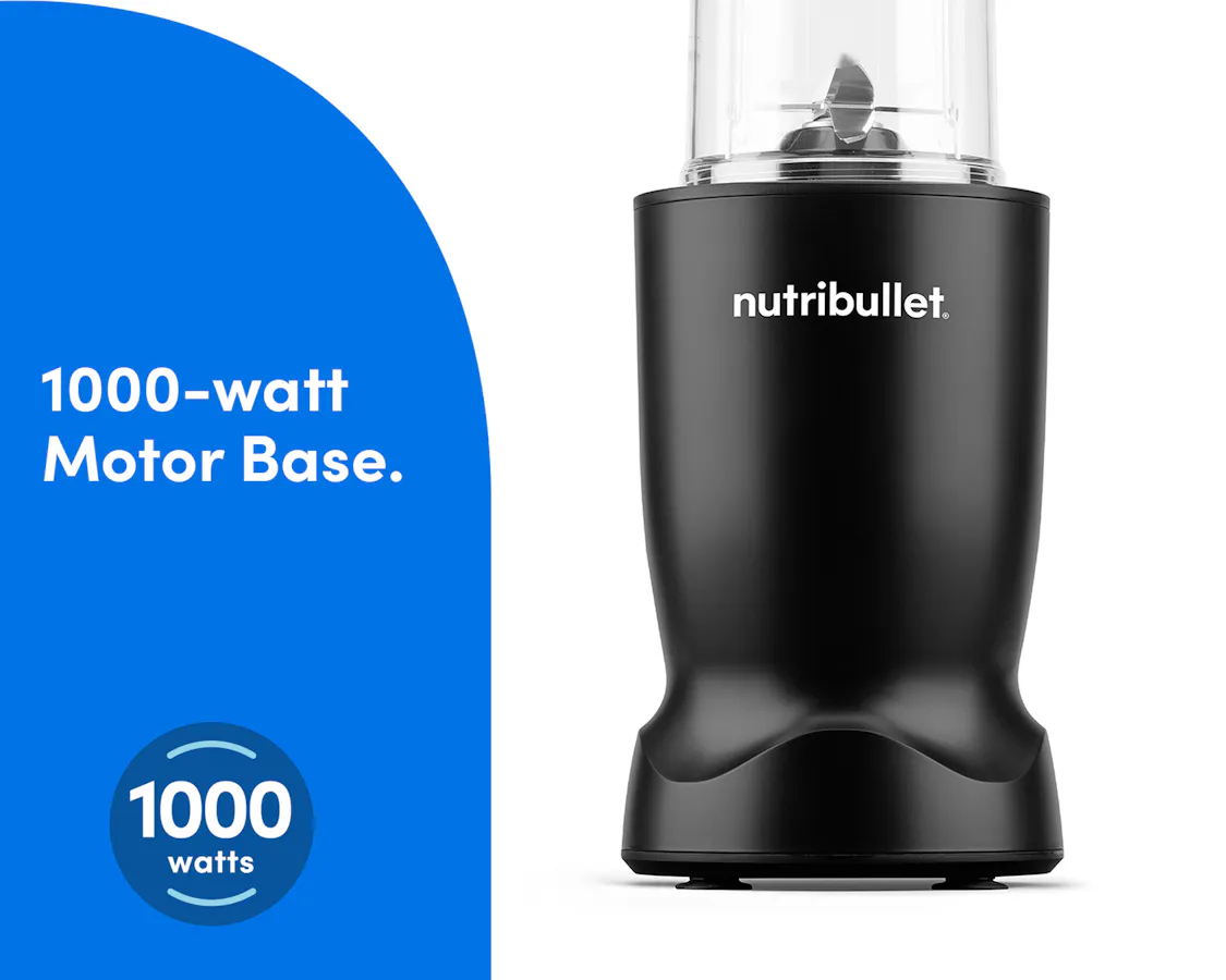 Close-up view of the Matte Black nutribullet Turbo blender 1000-watt motor base for high-performance blending