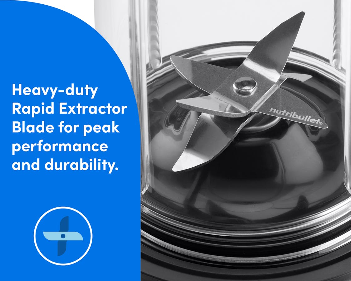 Close-up of nutribullet Turbo blender heavy-duty rapid extractor blade model designed for peak performance and durability