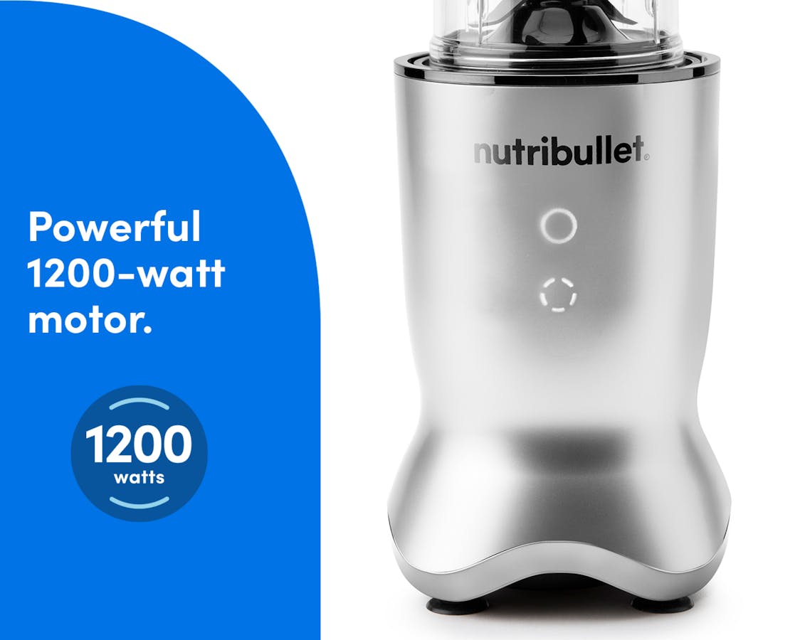 A closeup of the power base on a white backgroud. Text reads: powerful 1200-watt motor.