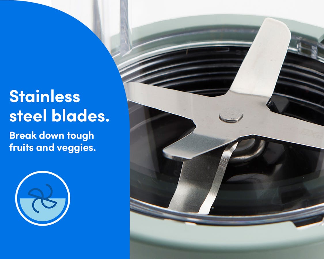 Closeup of the Extractor Blade attached to the Tall Cup and Power Base.