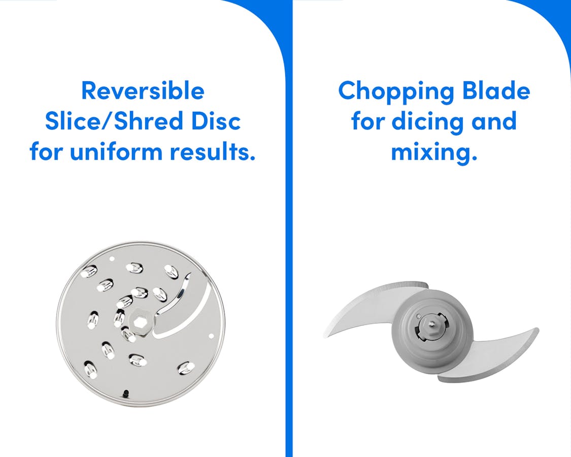 The silver reversible slicing and shredding disc, compatible with the nutribullet Limitless Food Processor.