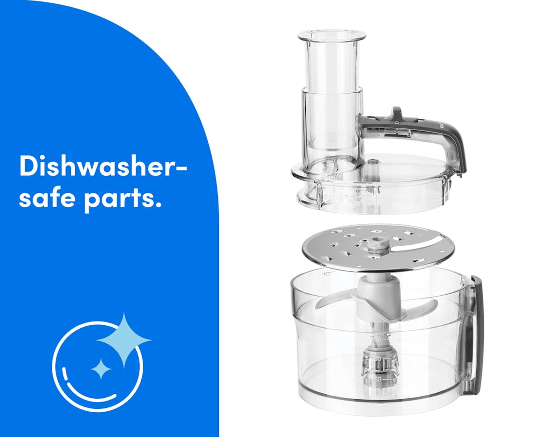 Disassembled parts of the nutribullet Limitless Food Processor shown ready for dishwasher cleaning.