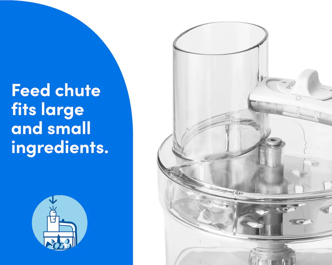 Close-up of the feed chute on the nutribullet Limitless Food Processor, highlighting its wide opening.