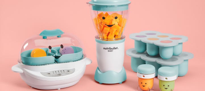 nutribullet® baby steamer, blender and meal prep kit against a light pink background