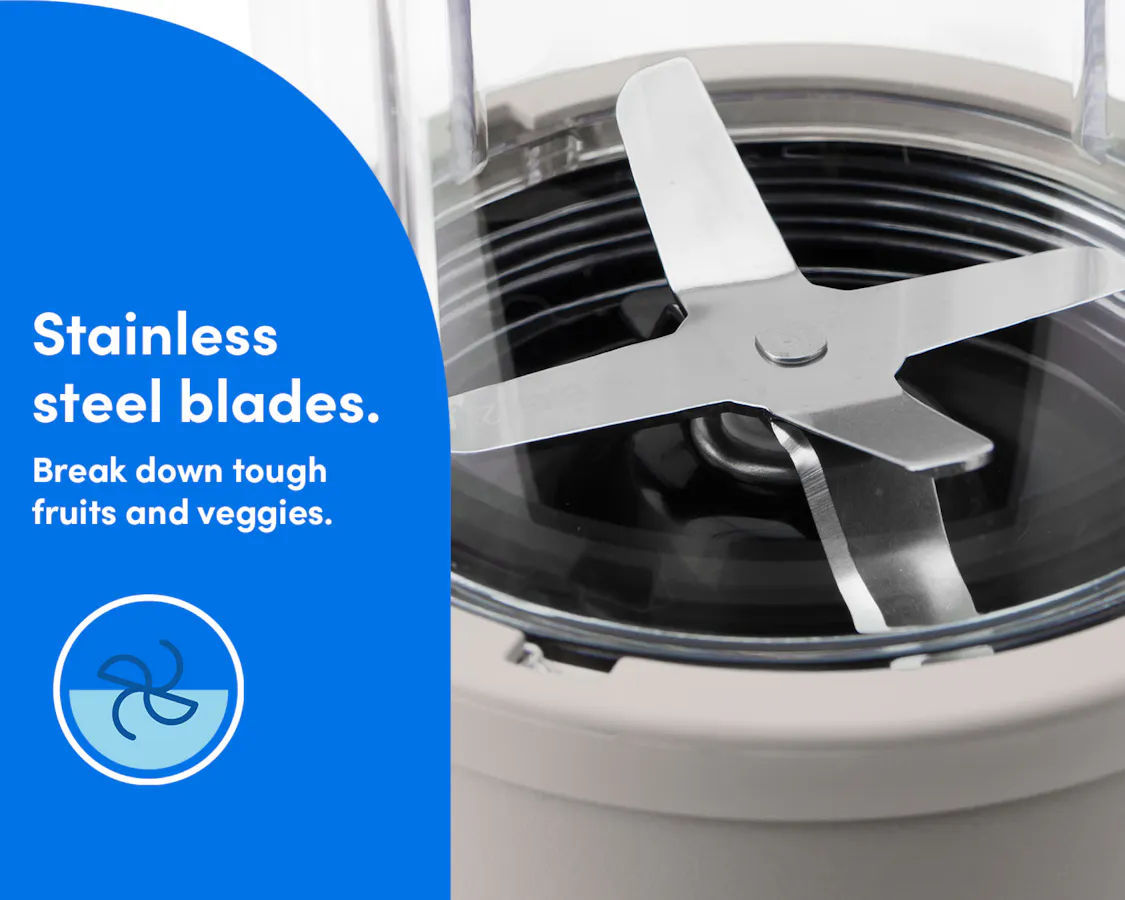 Closeup of the Extractor Blade attached to the Tall Cup and Power Base.