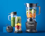 Product preview 2 of 7. Thumbnail nutribullet with fruits and vegetables on blue background.