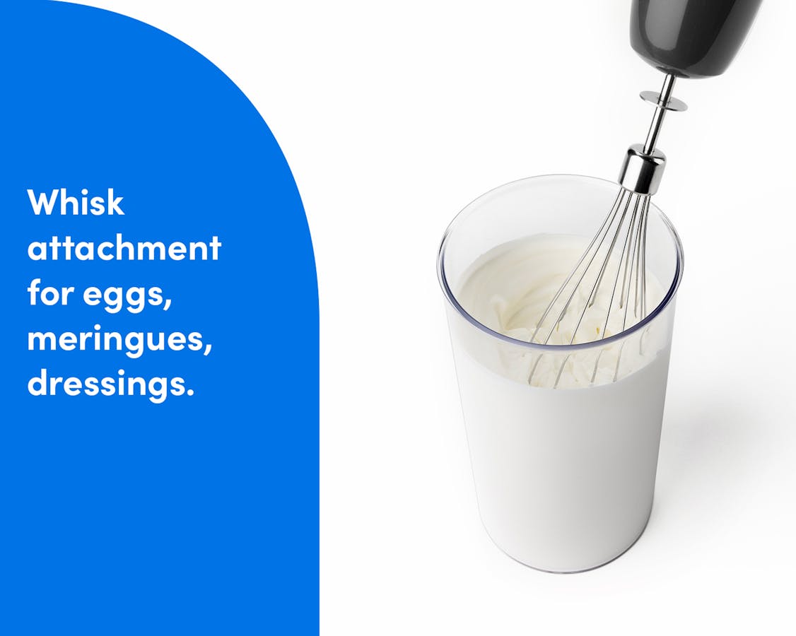 Whisk Attachment in Use The nutribullet Lite whisk attachment mixing a glass of milk or cream, ideal for whipping eggs, meringues, and dressings.